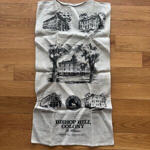 Vintage Bishop Hill Colony Illinois Linen Tea Towel Heritage Souvenir